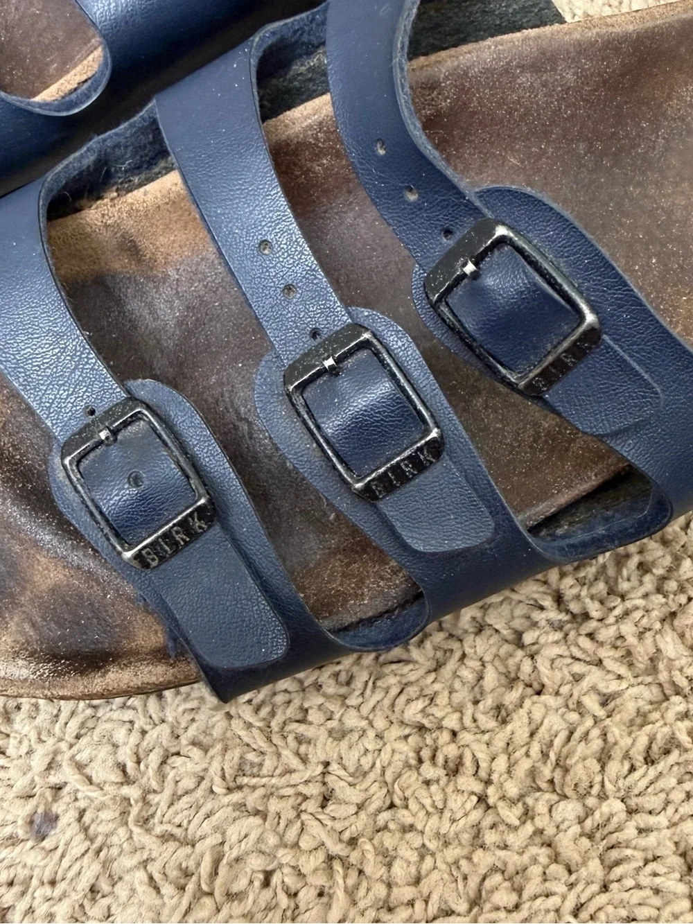 Birkenstock Navy Blue Triple-Strap Sandals